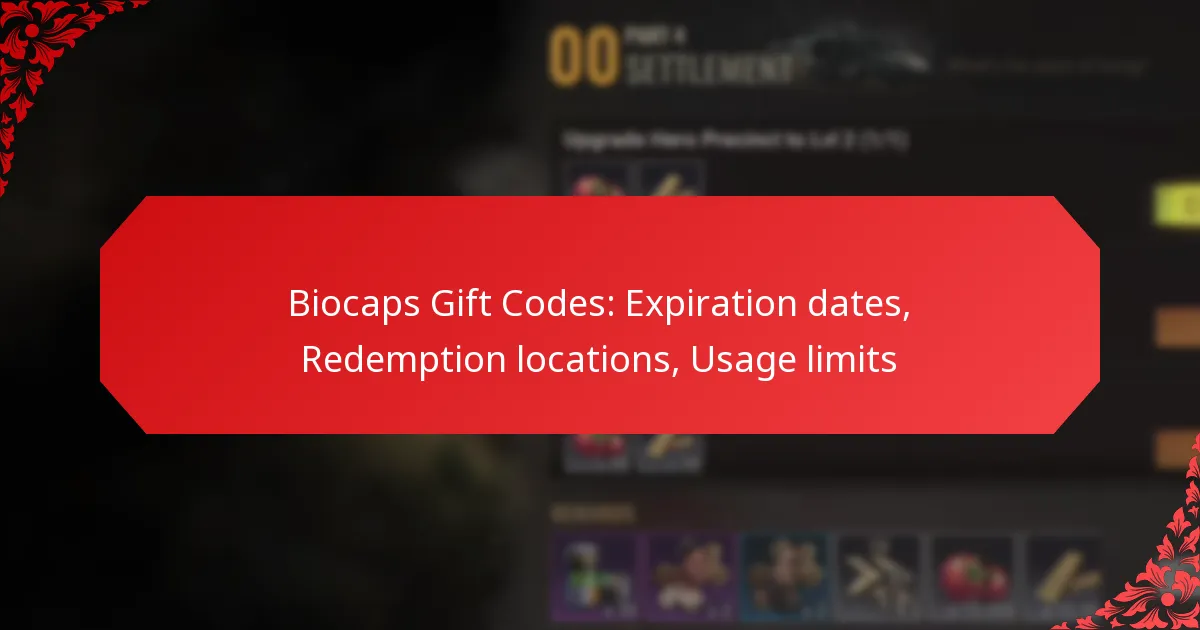 Biocaps Gift Codes: Expiration dates, Redemption locations, Usage limits