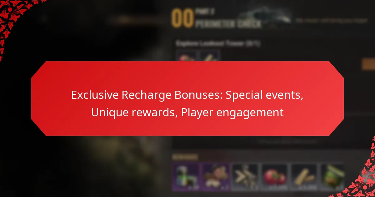 Exclusive Recharge Bonuses: Special events, Unique rewards, Player engagement