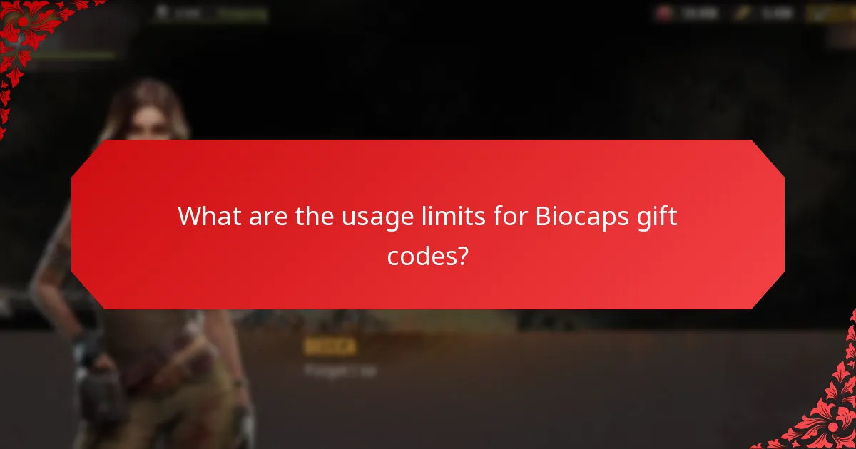What are the usage limits for Biocaps gift codes?